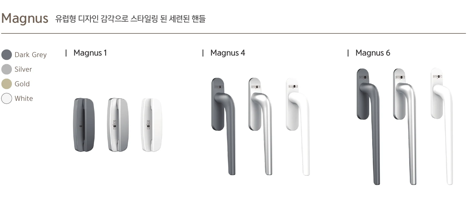 L-Safe 3에 적용되는 Magnus 핸들 색상과 디자인